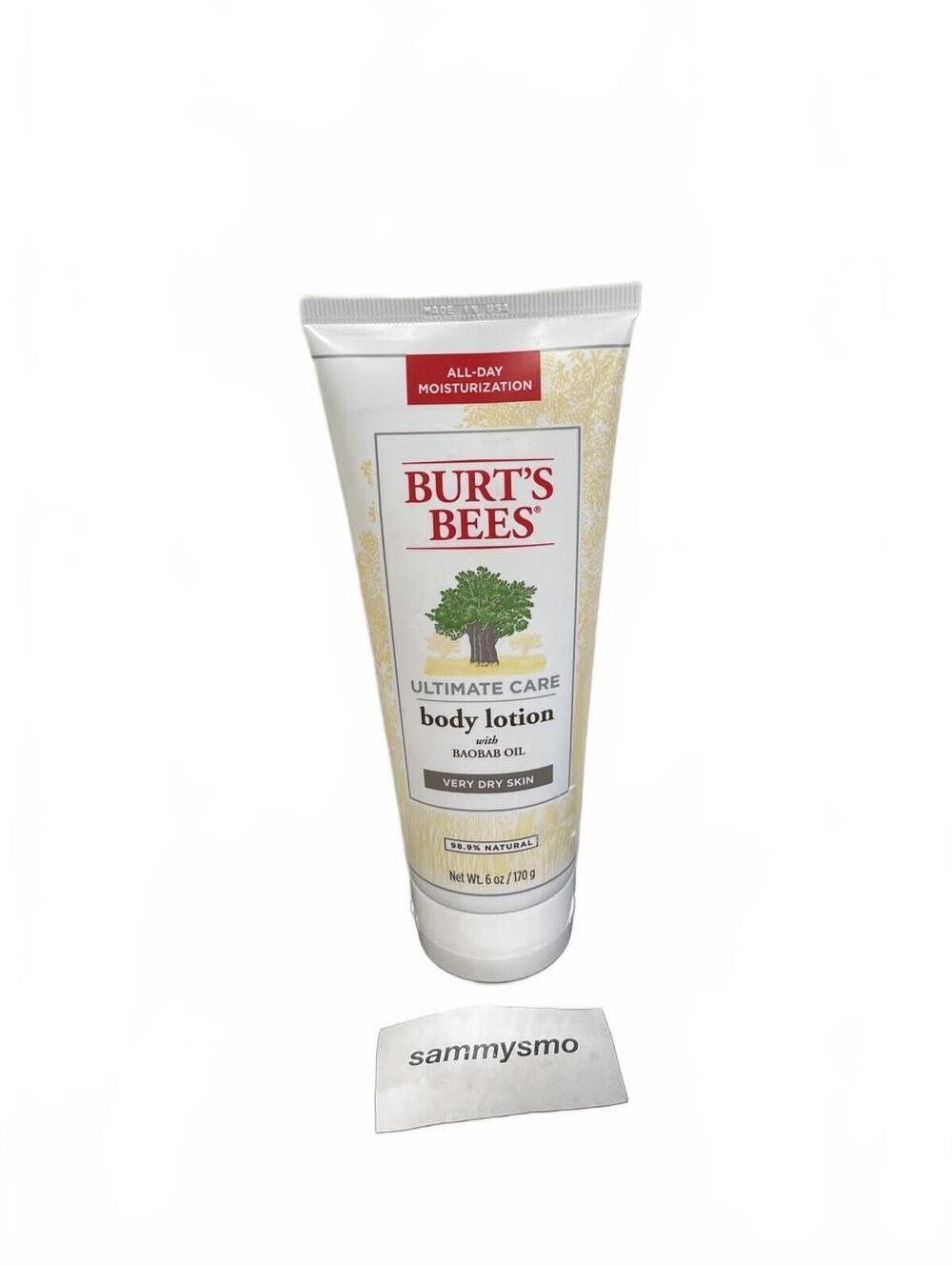 new BURT'S BEES ULTIMATE CARE BODY LOTION WITH BAOBAB OIL 6 oz.